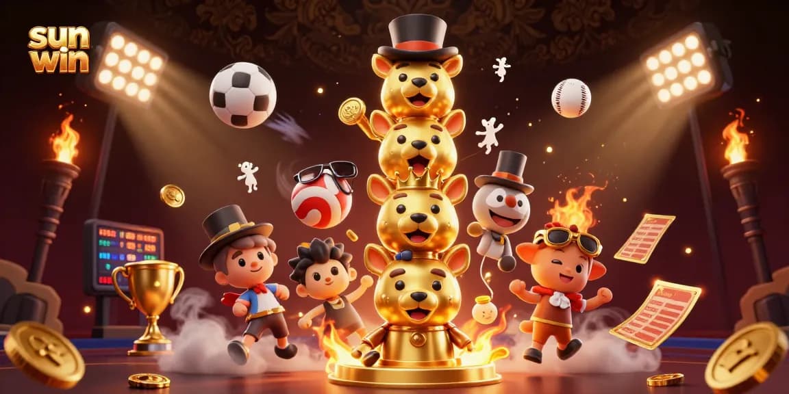 Experience thrilling sports betting action with sun win's vibrant casino illustration.