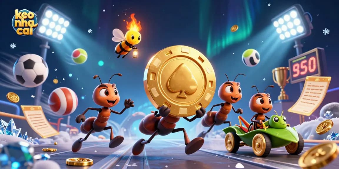 Engage with keo nha cai strategies in an action-packed casino scene with ants and sports dynamics.