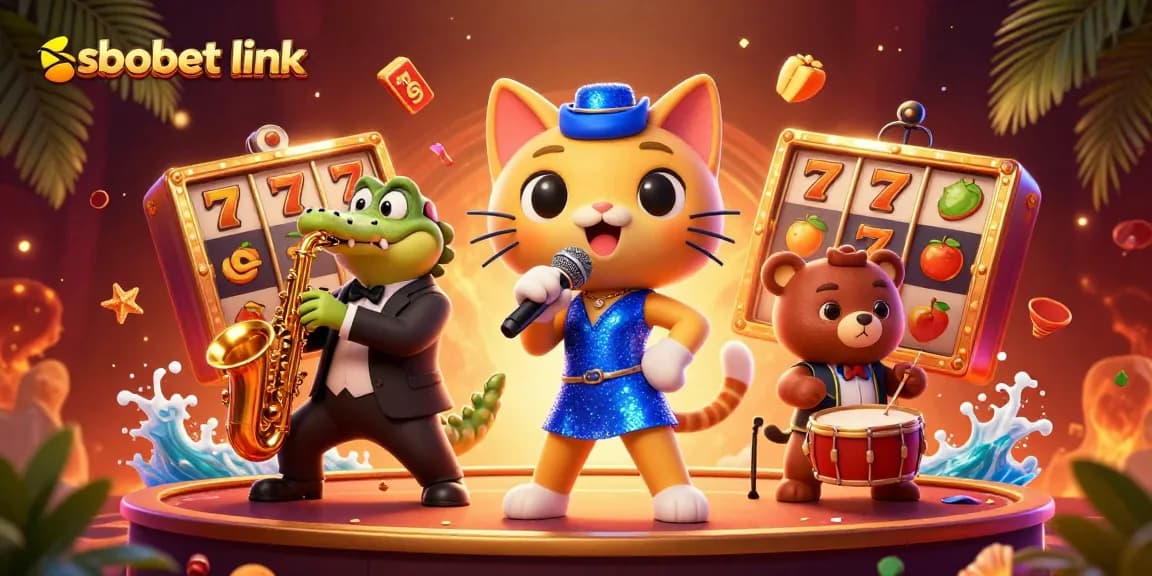 Engage with exciting sbobet link for slots in an enchanting casino scene featuring vibrant characters.