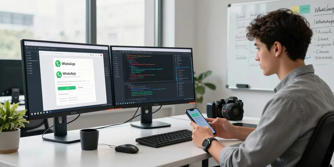 Innovative tech workspace highlighting WhatsApp下載 interfaces and interactions.