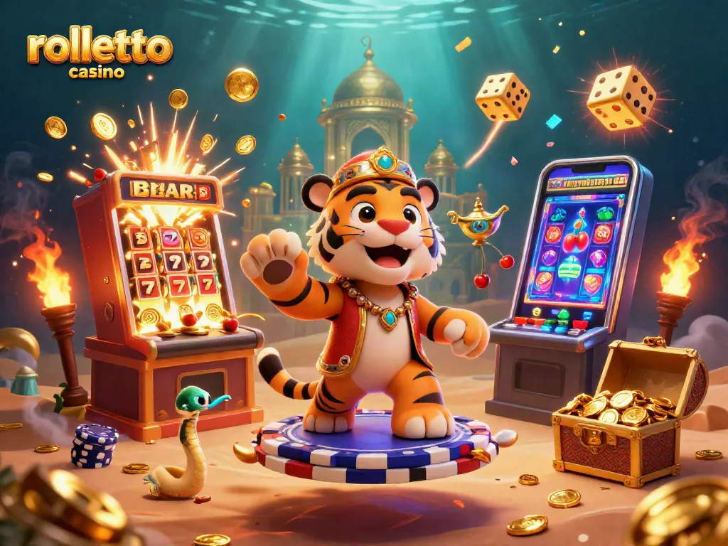 Win big at rolletto casino with an enticing 3D animated scene of a jackpot