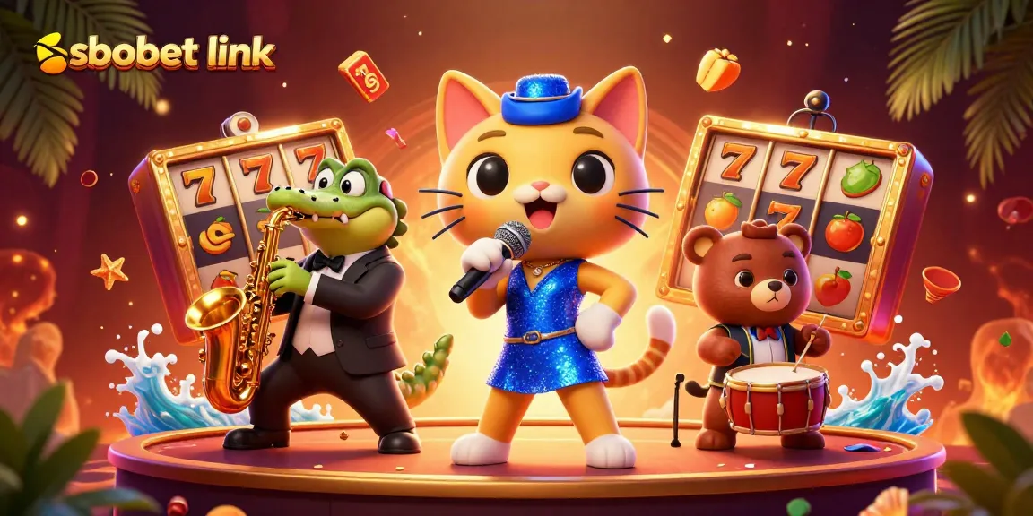 Engage with exciting sbobet link for slots in an enchanting casino scene featuring vibrant characters.