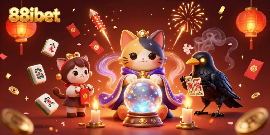 Experience the thrilling ambiance of 88ibet with mystical characters and dynamic gambling elements.